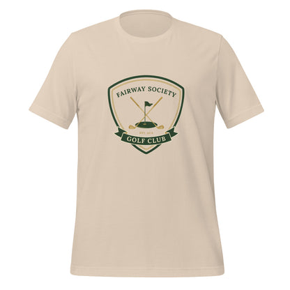 Fairway Society vintage golf club crest tee — Soft Cream, front