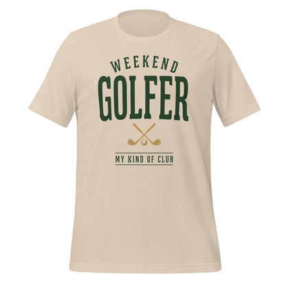 Weekend Golfer vintage golf wordmark tee — Soft Cream, front