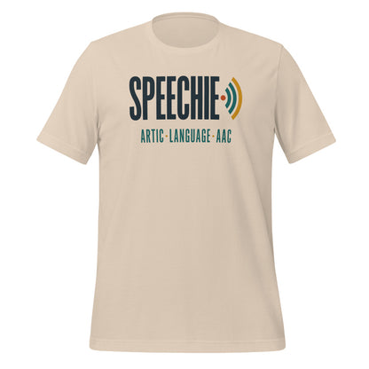 Speechie Wordmark speech therapy tee — Soft Cream, front