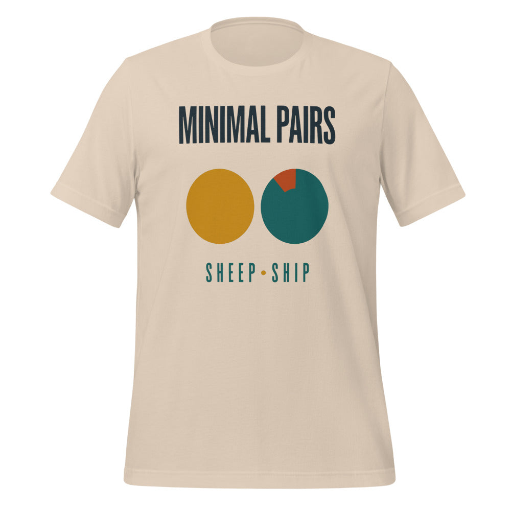 Minimal Pairs speech therapy tee — Soft Cream, front