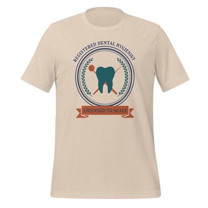 Licensed to Scale registered dental hygienist tee — Soft Cream, front