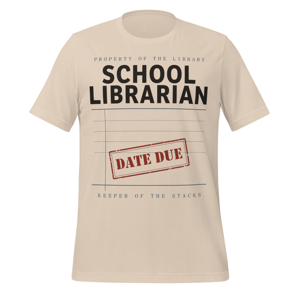 Property of the School Library card catalog school librarian tee — Soft Cream, front