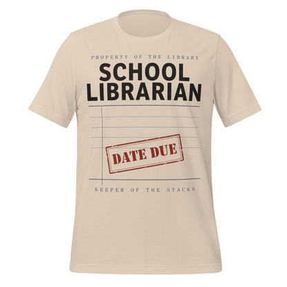 Property of the School Library card catalog school librarian tee — Soft Cream, front