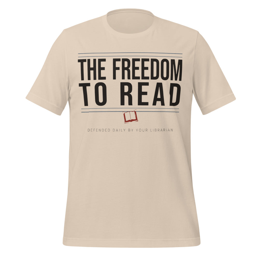 The Freedom to Read school librarian tee — Soft Cream, front