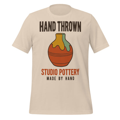 Hand Thrown Studio Pottery retro poster t-shirt — Soft Cream, front