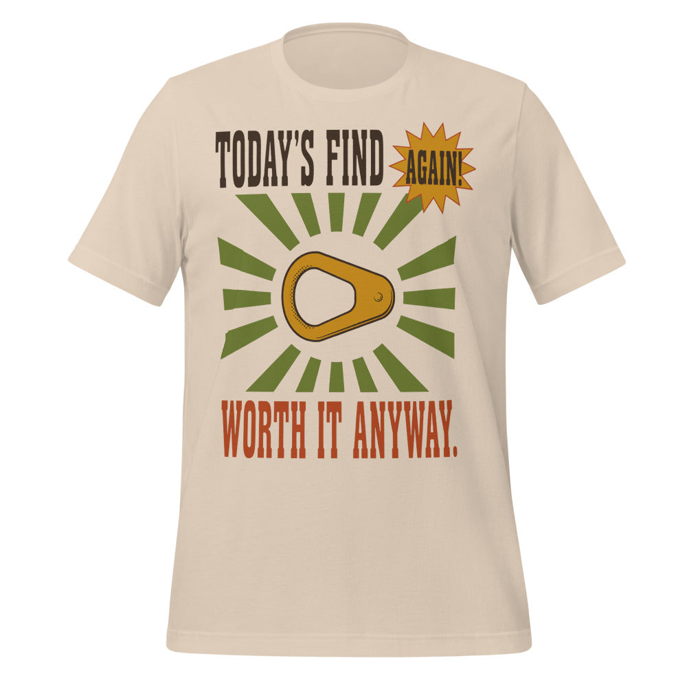 Today's Find pull tab retro metal detecting tee — Soft Cream, front