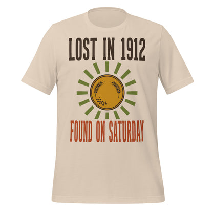 Lost in 1912 Found on Saturday retro metal detecting tee — Soft Cream, front