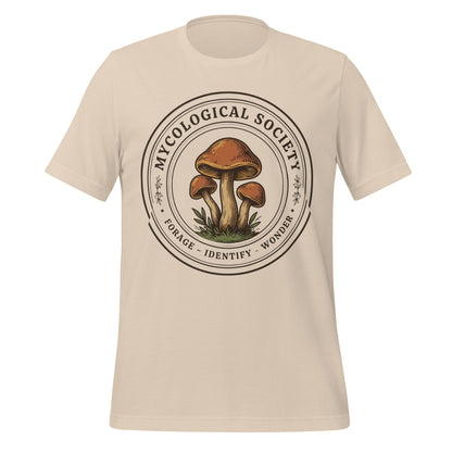 Mushroom Foraging Mycological Society vintage botanical tee — Soft Cream, front