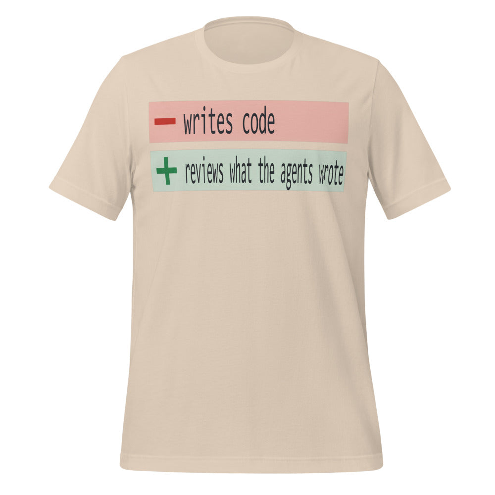 The Diff agentic AI engineer tee — Soft Cream, front