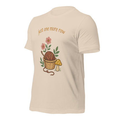 Just One More Row crochet cottagecore tee — Soft Cream, front-right