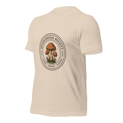 Mushroom Foraging Mycological Society vintage botanical tee — Soft Cream, front-right
