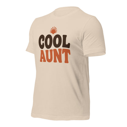 Cool Aunt retro groovy aunt tee — Soft Cream, front-right