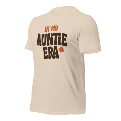 In My Auntie Era retro groovy aunt tee — Soft Cream, front-right