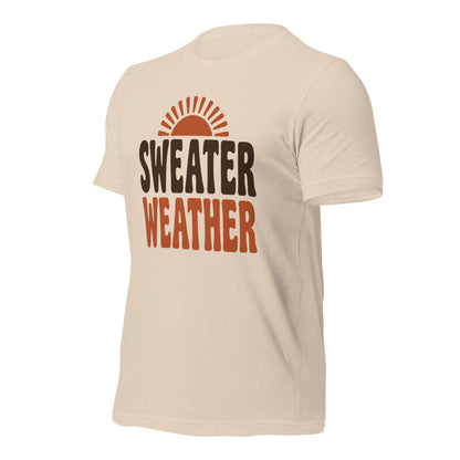 Sweater Weather retro 70s fall t-shirt — Soft Cream, front-right