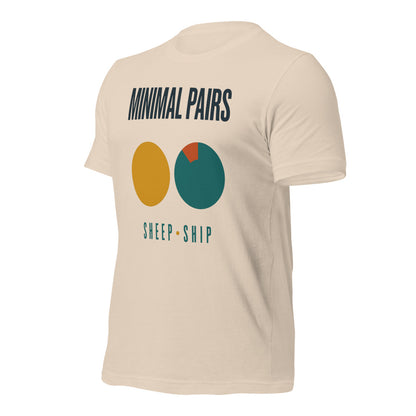 Minimal Pairs speech therapy tee — Soft Cream, front-right