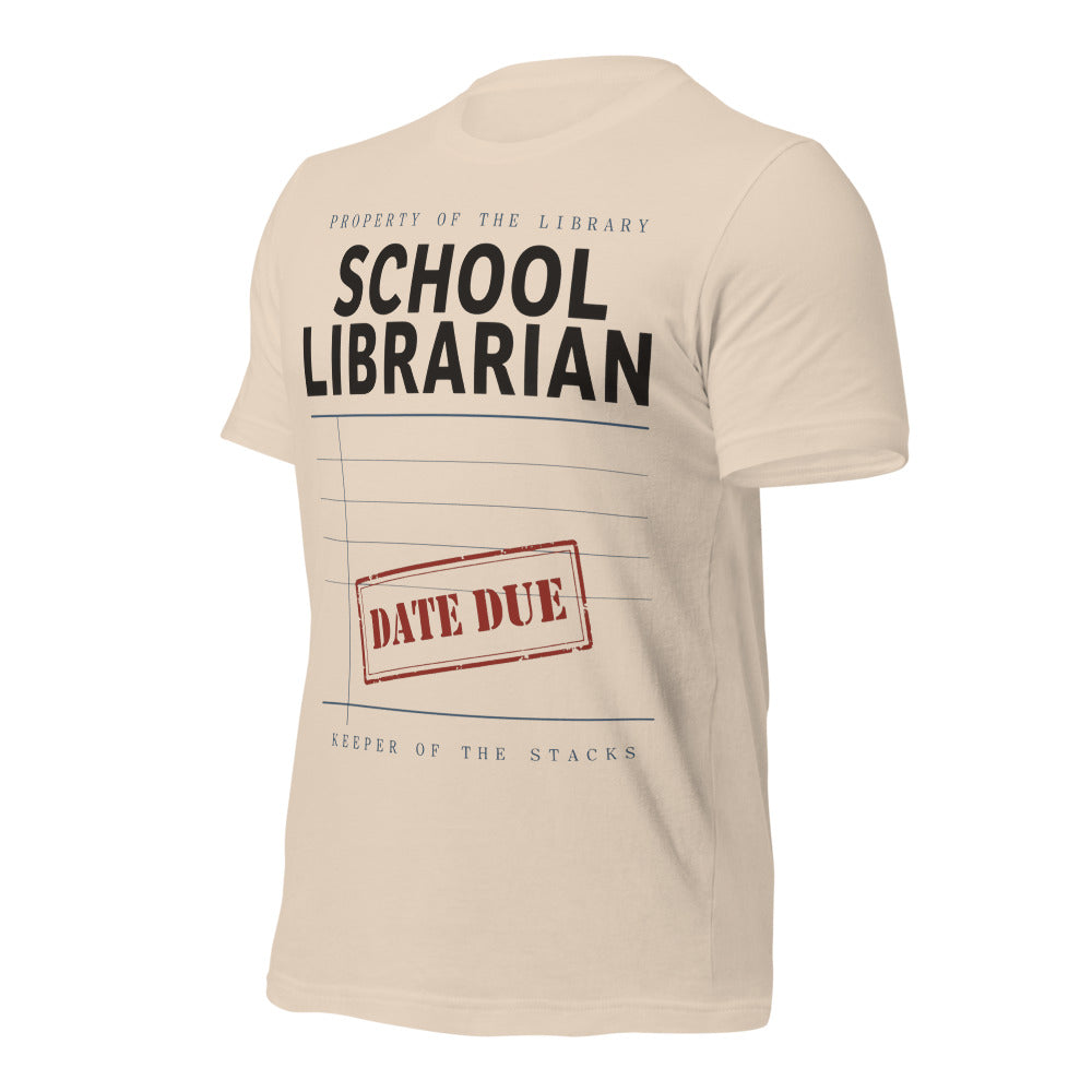 Property of the School Library card catalog school librarian tee — Soft Cream, front-right