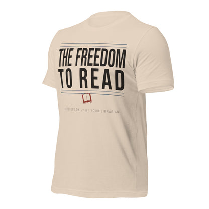 The Freedom to Read school librarian tee — Soft Cream, front-right