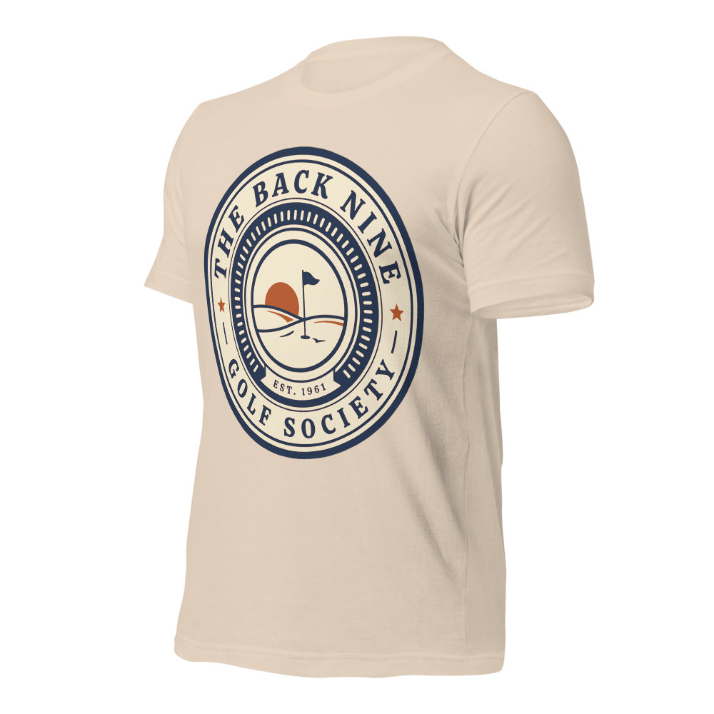 The Back Nine vintage golf roundel tee — Soft Cream, front-right