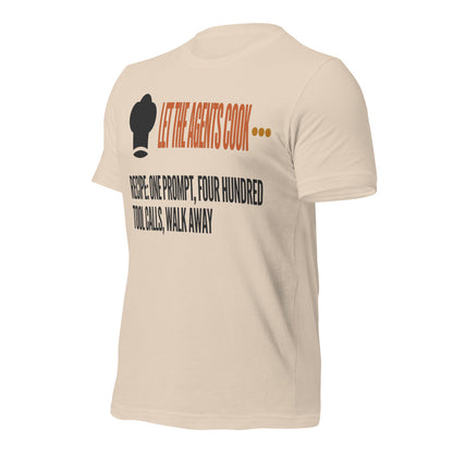 Let The Agents Cook tee — Soft Cream, front-right