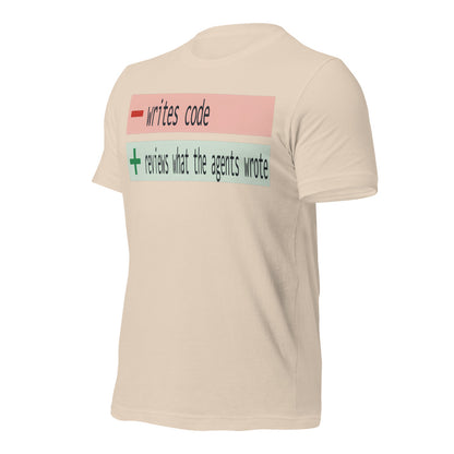 The Diff agentic AI engineer tee — Soft Cream, front-right
