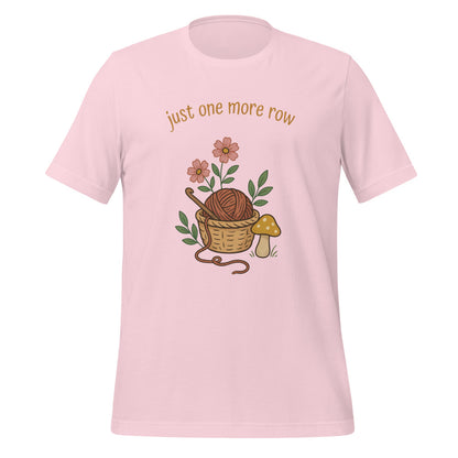 Just One More Row crochet cottagecore tee — Soft Pink, front
