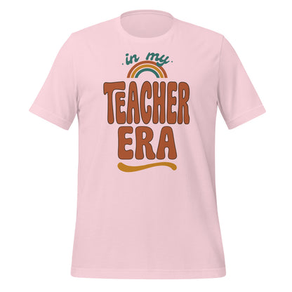 In My Teacher Era retro groovy teacher tee — Soft Pink, front