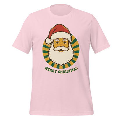 Groovy Santa retro Christmas tee — Soft Pink, front
