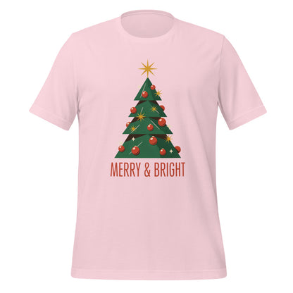 Atomic mid-century retro Christmas tree tee — Soft Pink, front