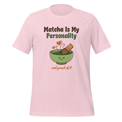 Matcha Is My Personality retro matcha tee — Soft Pink, front