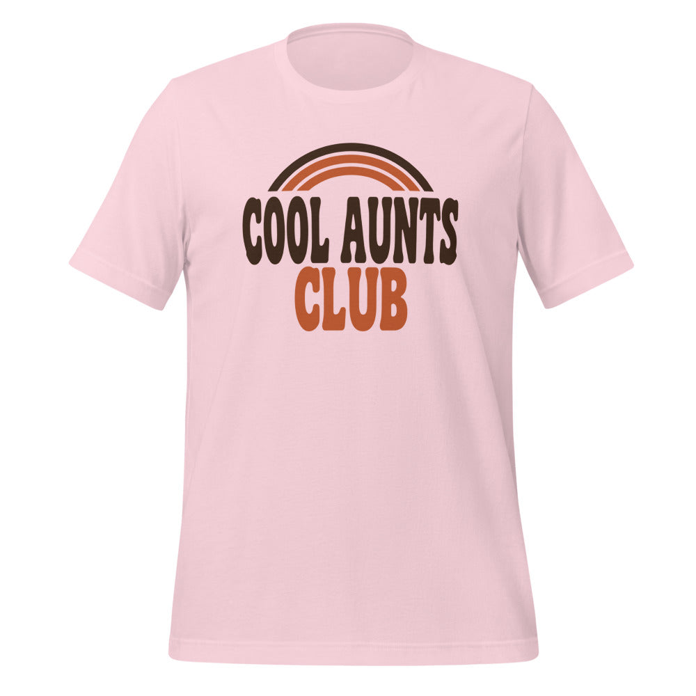 Cool Aunts Club retro groovy aunt tee — Soft Pink, front