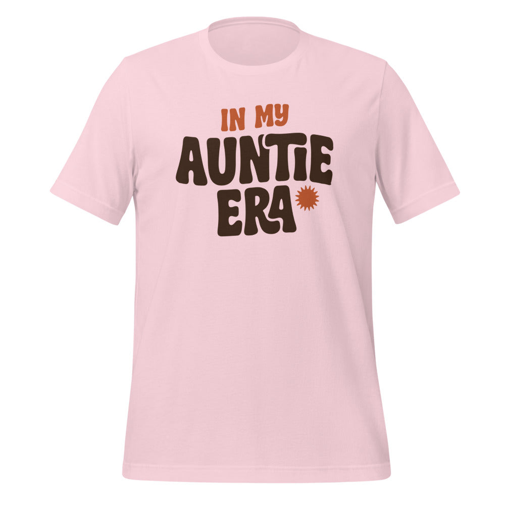 In My Auntie Era retro groovy aunt tee — Soft Pink, front