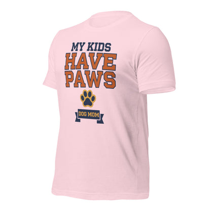 My Kids Have Paws funny dog mom tee — Soft Pink, front-right