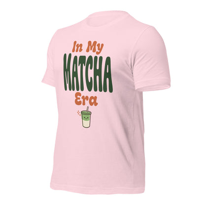 In My Matcha Era retro matcha tee — Soft Pink, front-right