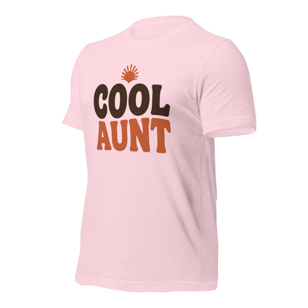 Cool Aunt retro groovy aunt tee — Soft Pink, front-right