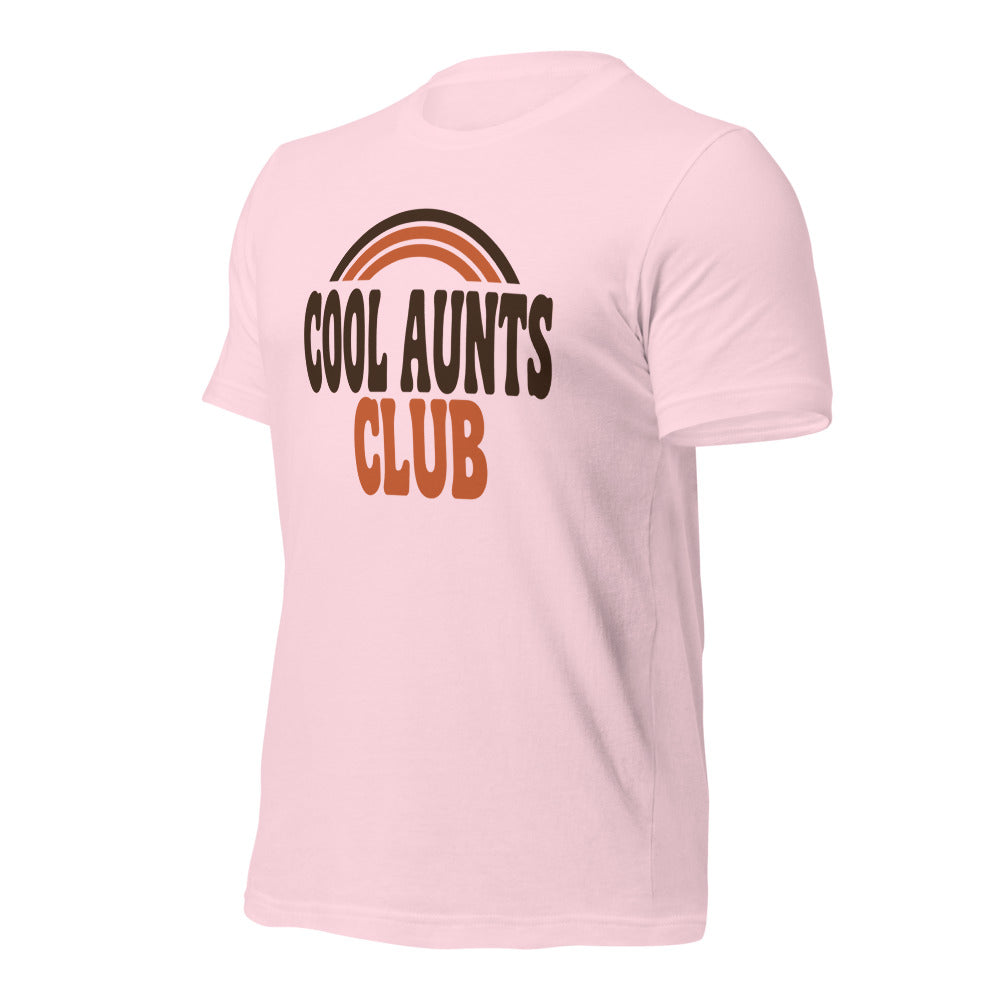 Cool Aunts Club retro groovy aunt tee — Soft Pink, front-right