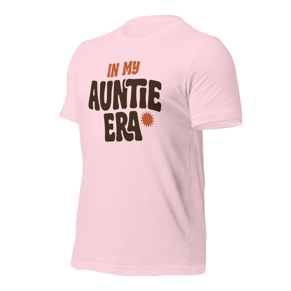 In My Auntie Era retro groovy aunt tee — Soft Pink, front-right