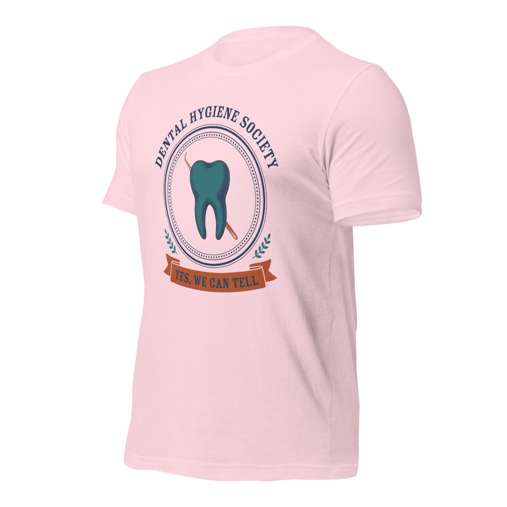 Dental Hygiene Society dental hygienist tee — Soft Pink, front-right
