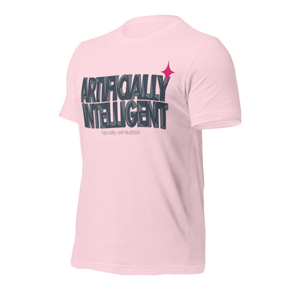 Artificially Intelligent funny AI t-shirt — Soft Pink, front-right