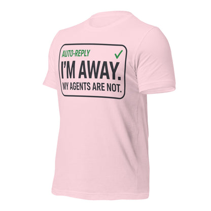 Auto-Reply agentic AI engineer tee — Soft Pink, front-right