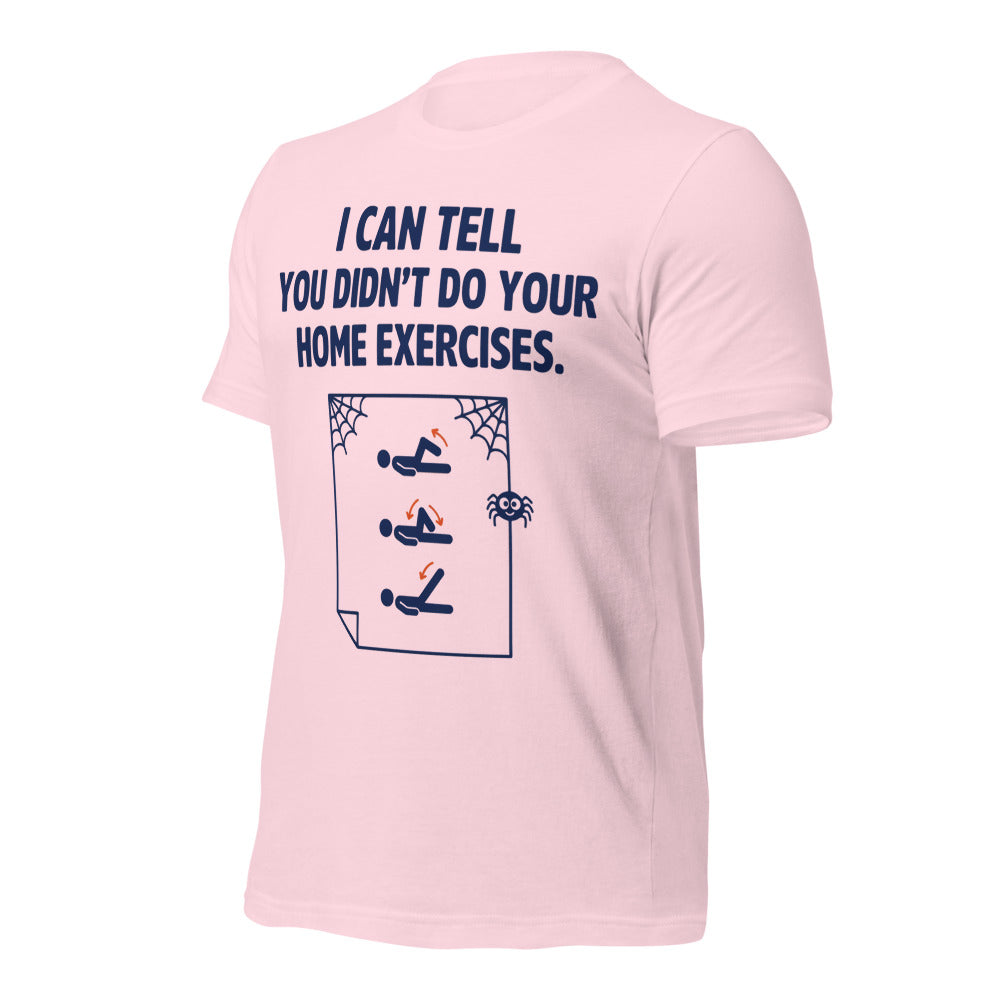 Home Exercises funny physical therapy tee — Soft Pink, front-right