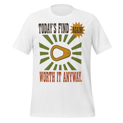 Today's Find pull tab retro metal detecting tee — Solid White Blend, front