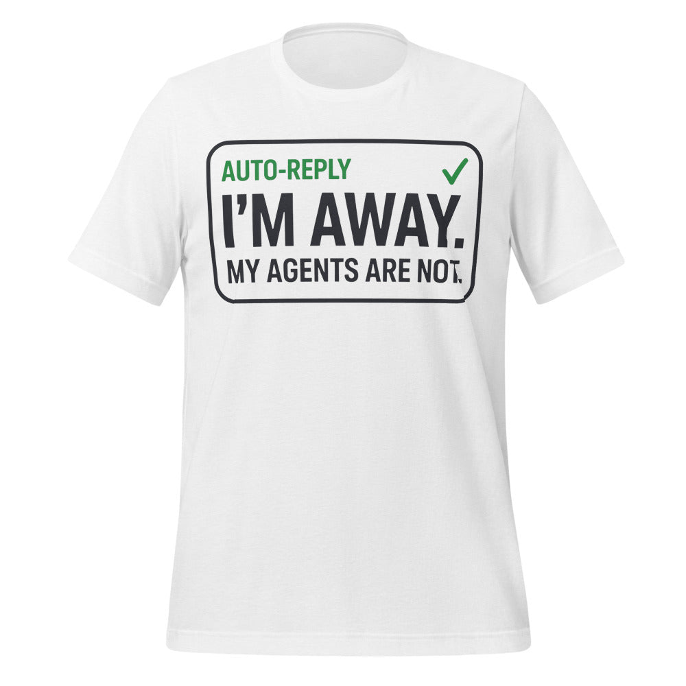 Auto-Reply agentic AI engineer tee — Solid White Blend, front