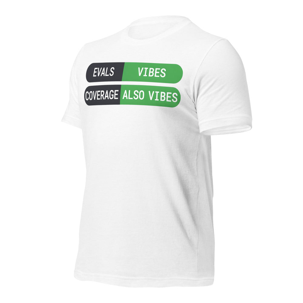 Eval Suite Vibes agentic AI engineer tee — Solid White Blend, front-right