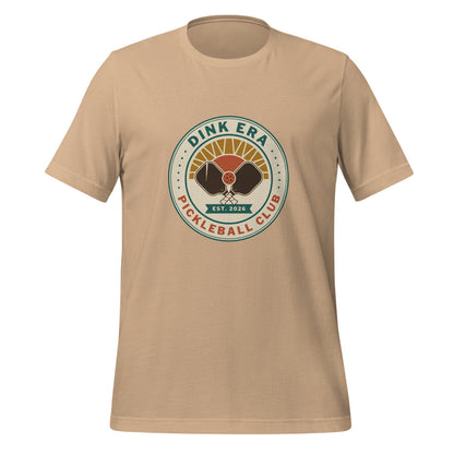 Dink Era Pickleball Club retro tee — Tan, front
