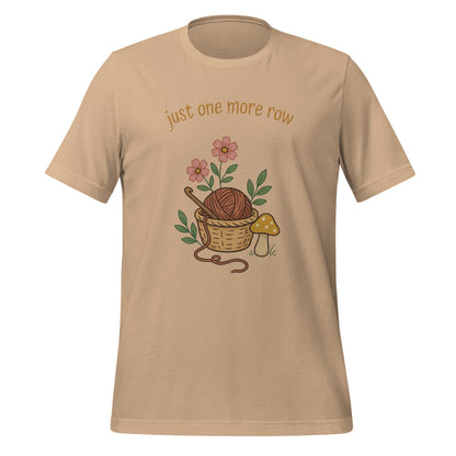 Just One More Row crochet cottagecore tee — Tan, front
