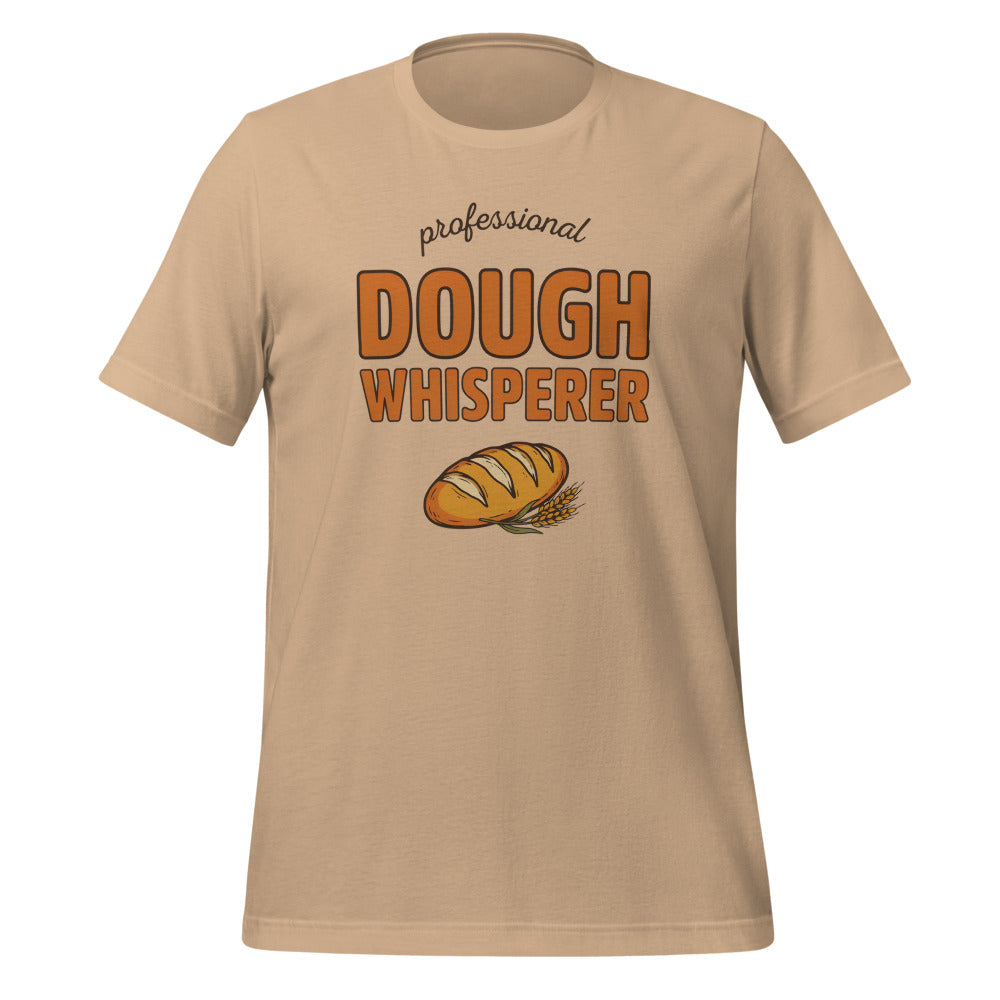 Professional Dough Whisperer funny baker tee — Tan, front