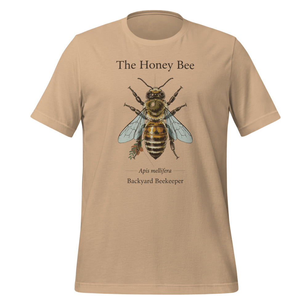The Honey Bee Apis mellifera anatomical tee — Tan, front