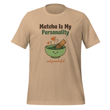 Matcha Is My Personality retro matcha tee — Tan, front