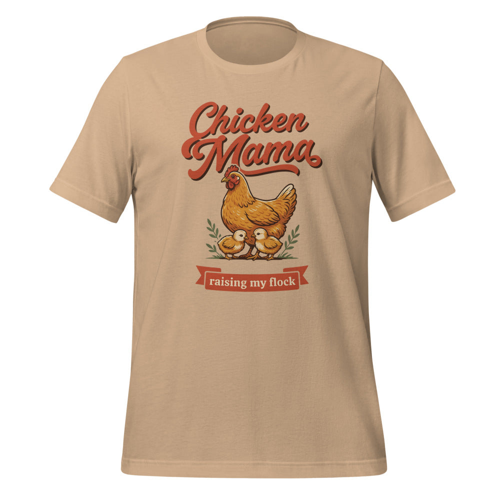 Chicken Mama raising my flock chicken keeper tee — Tan, front