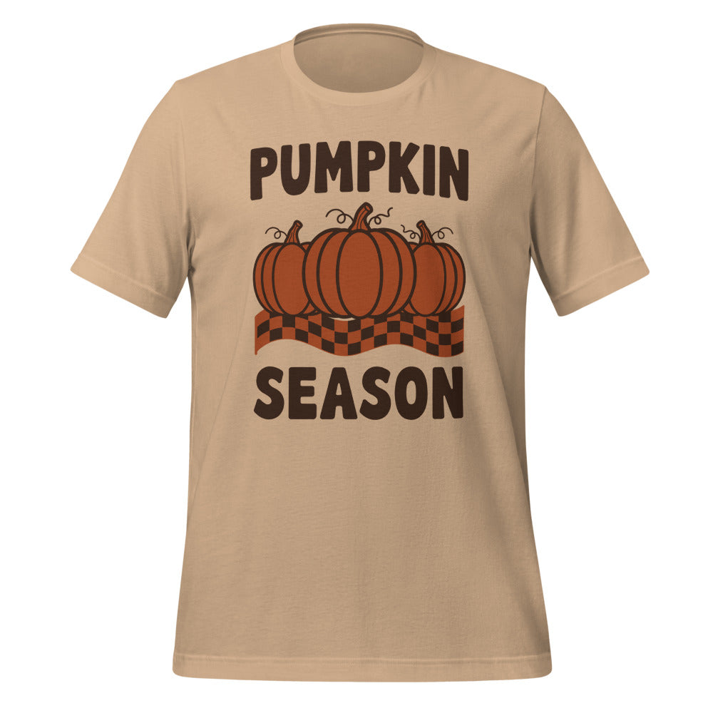 Pumpkin Season retro 70s fall t-shirt — Tan, front